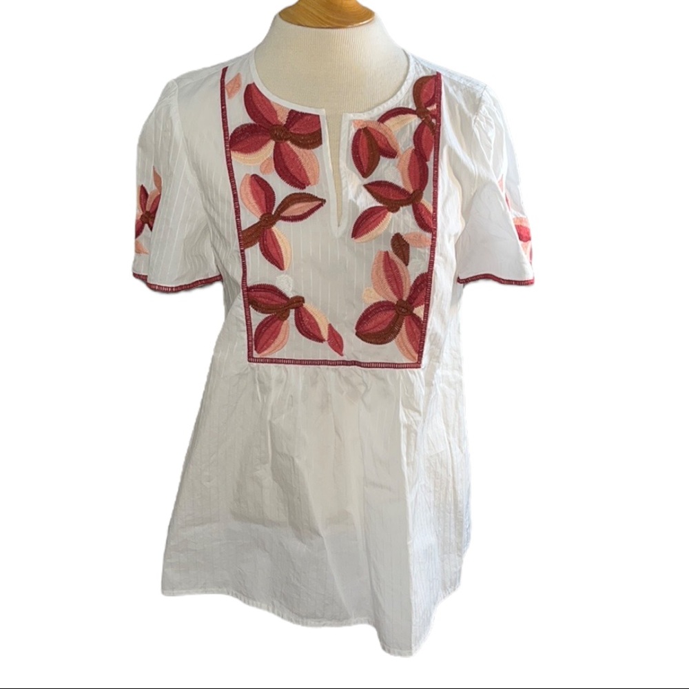 NWT  Madewell  Short Sleeve Embroidered Fable Top Small